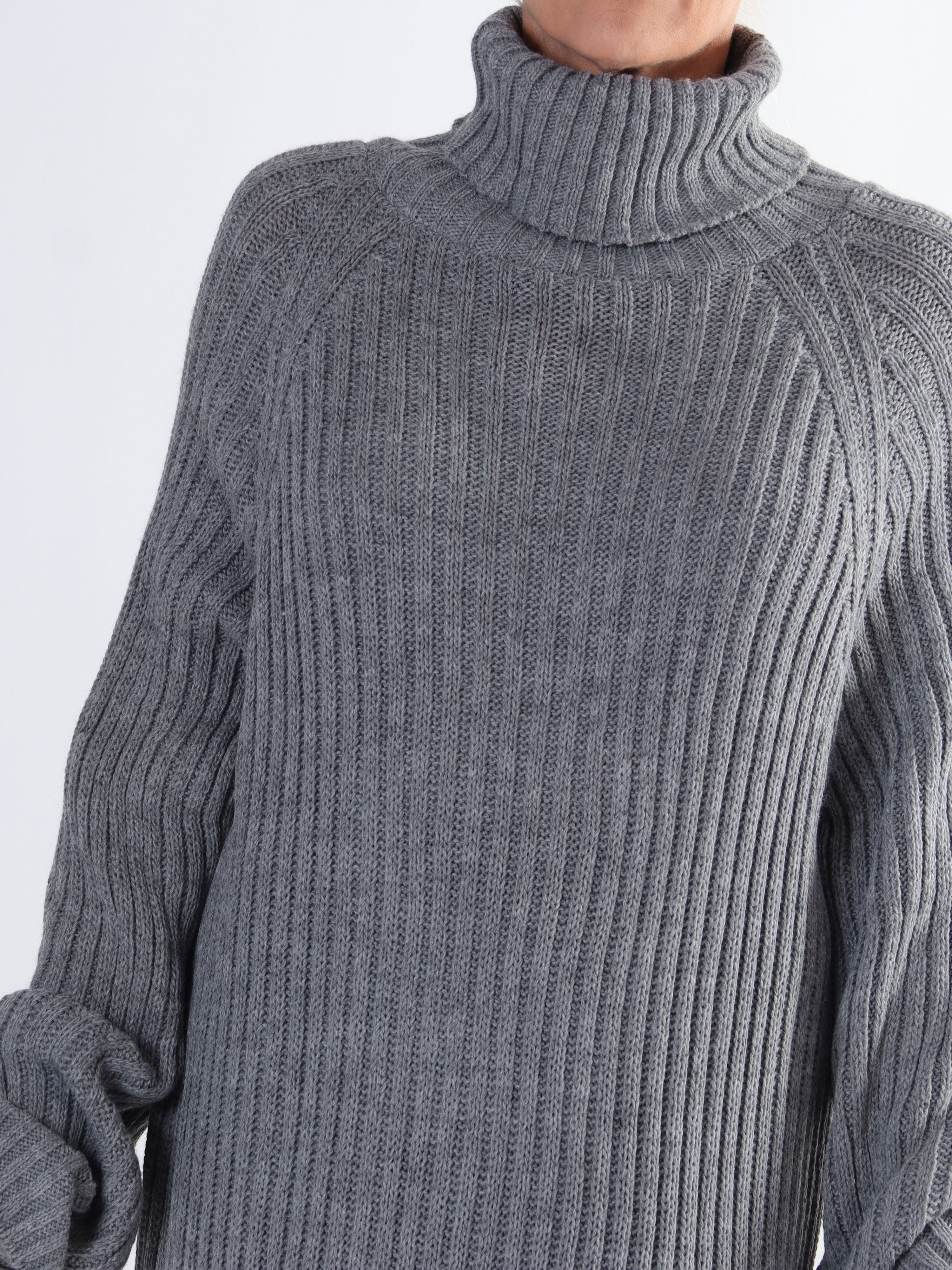 Milu - Lång ribbstickad klänning i stora storlekar